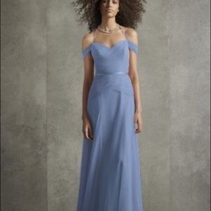 David’s bridal bridesmaid dress size 16 new with tags steel blue